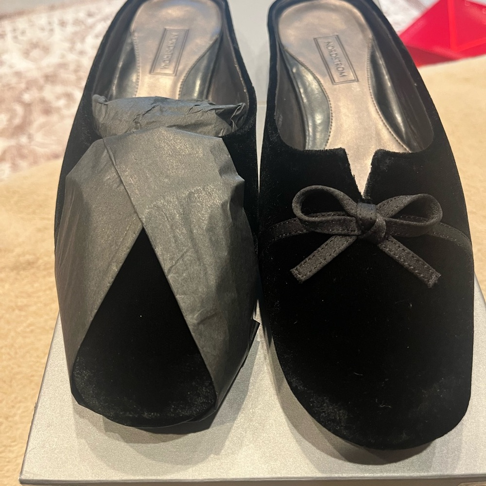 Nordstrom Black Velvet Mules 8